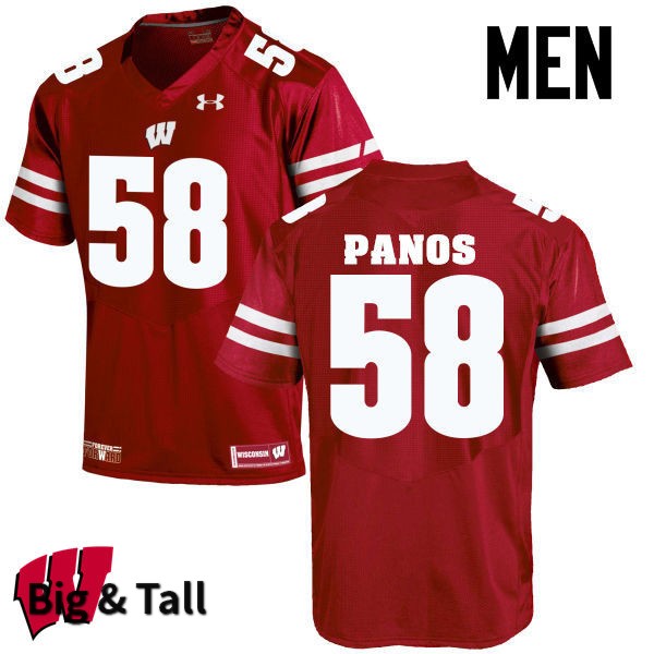 Wisconsin Badgers Men's #58 George Panos NCAA Under Armour Authentic Red Big & Tall College Stitched Football Jersey QD40U88XN